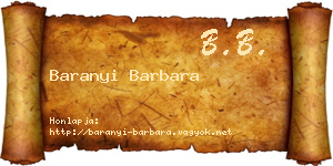 Baranyi Barbara névjegykártya